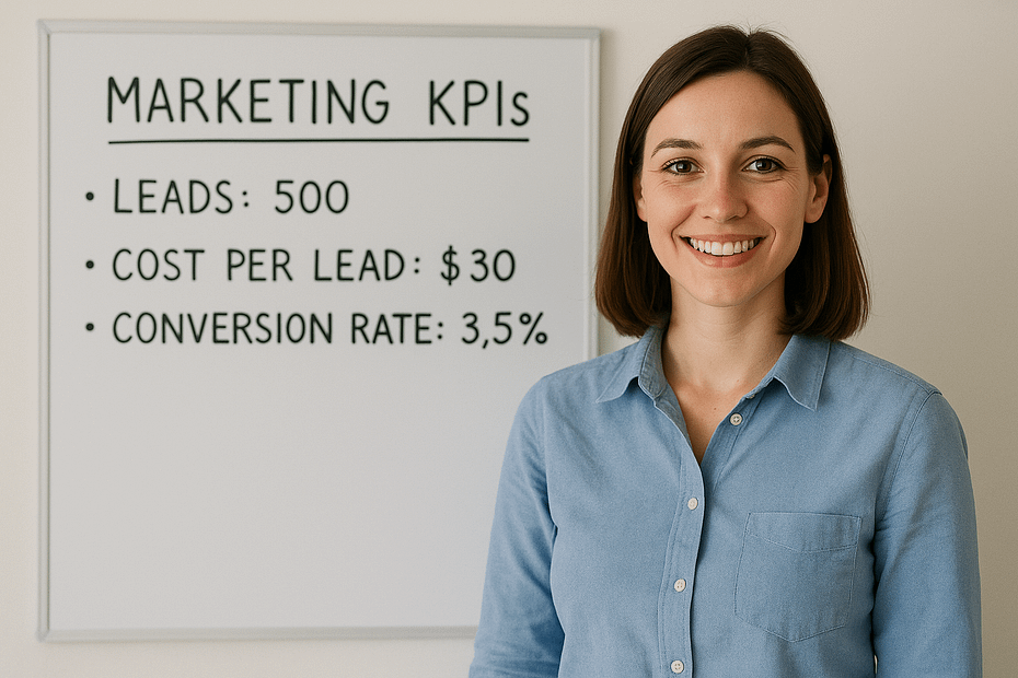 marketing manager presenting marketing kpis
